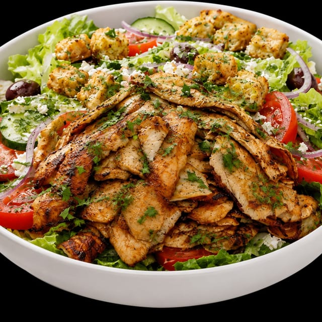 Mediterranean Chicken Gyro Salad.